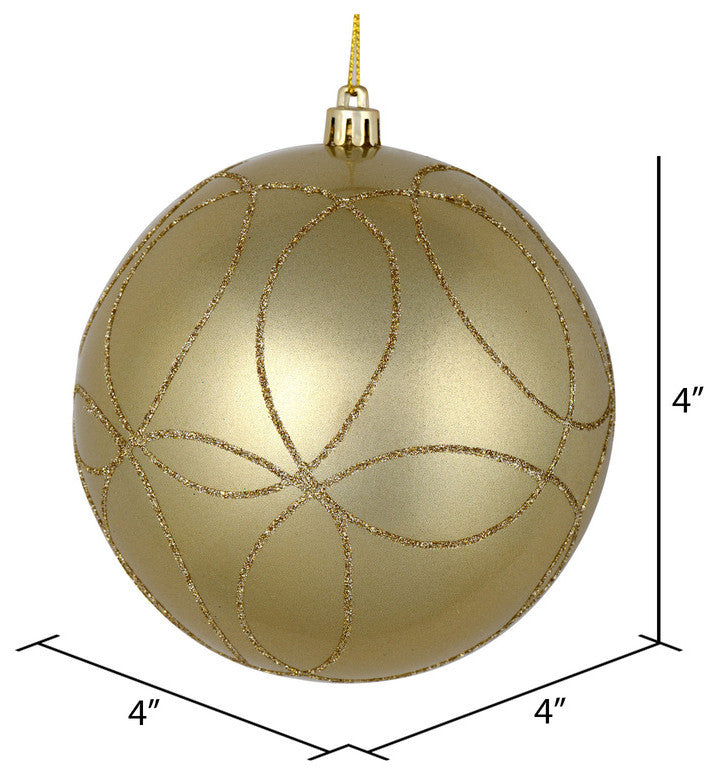 Vickerman N182438D 4" Champagne Candy Finish Ornament With Circle Glitter