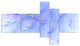 Light Blue Veins of Marble, Abstract Wall Art Canvas, 60"x32", 5 panels