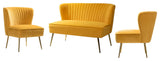 Upholstered 3 Piece Living Room Set, Mustard