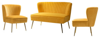 Upholstered 3 Piece Living Room Set, Mustard