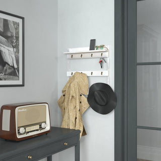Campbell Wooden Wall Mount Mug Rack, White Wash