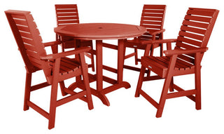 Weatherly 5-Piece Round Dining Set, Rustic Red