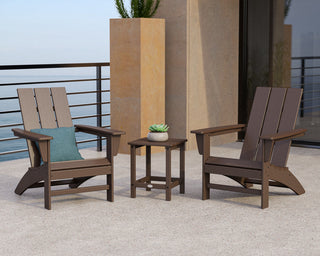 Modern 3-Piece Adirondack Set, Long Island 18" Side Table, Mahogany