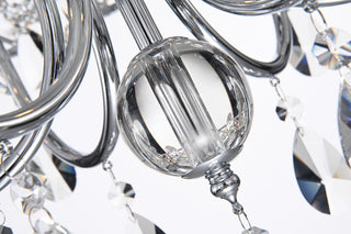 5-Light Chrome Round Beaded Drum Chandelier With Hanging Crystals