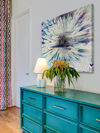 "White Burst Bloom" Painting Print on Wrapped Canvas, 24"x24"