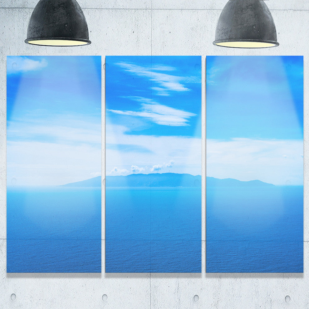 "Giglio Island Aerial View from Argentario" Metal Wall Art, 3 Panels, 36"x28"