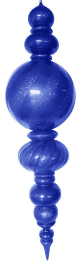 60" Jumbo Blue Finial Ornament With Blue Glittered Stripes