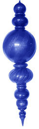 60" Jumbo Blue Finial Ornament With Blue Glittered Stripes