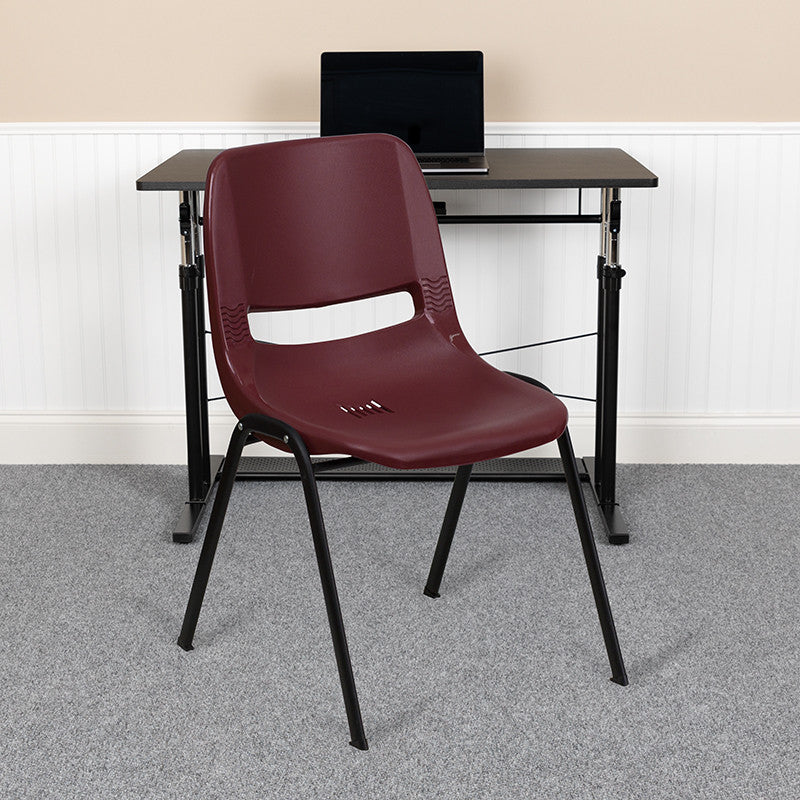 Flash Furniture Hercules Ergonomic Shell Back Stacking Chair in Burgundy