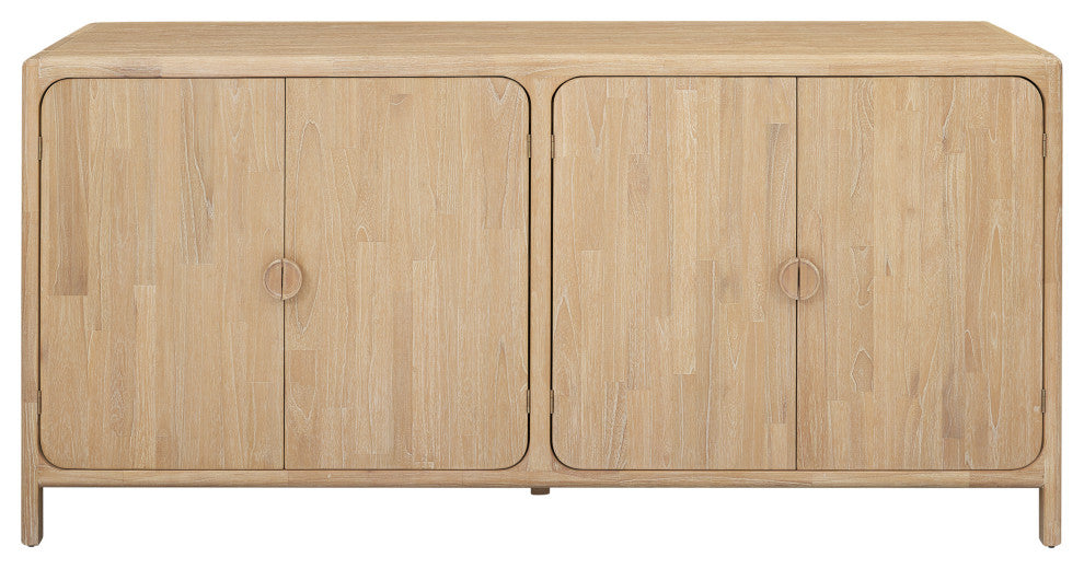 Hansville Sideboard 4 Doors With 2 Inner Drawers, Natural Whitewash