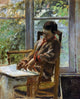 Camille Pissarro Lucien Pissarro in an Interior Gallery Wrapped Canvas Print