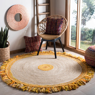 Safavieh Cape Cod Collection CAP212 Rug, Gold/Natural, 5' Round