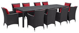 Espresso Red Convene 11 Piece Outdoor Patio Dining Set