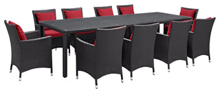 Espresso Red Convene 11 Piece Outdoor Patio Dining Set