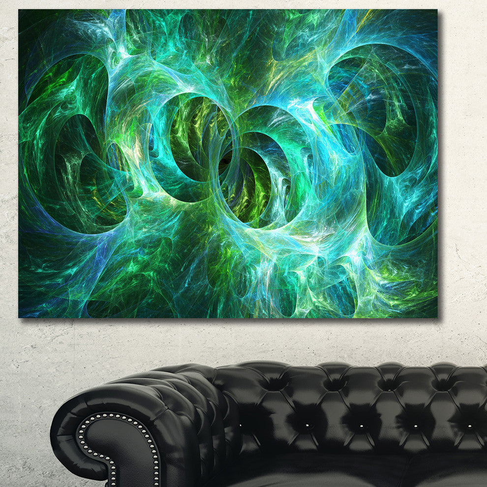 Blue Fractal Ornamental Glass, Oversized Abstract Canvas Art Print, 60x40