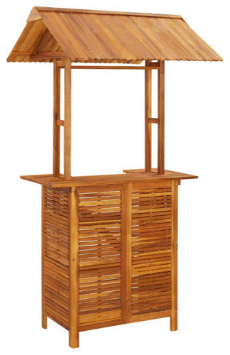 vidaXL Patio Bar Set Outdoor Table and Chairs 3 Piece Solid Acacia Wood Brown