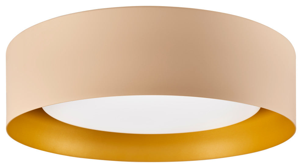 Lynch 15.75 in. 3-Light Beige and Gold Flush Mount Ceiling Fixture