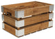 Set Of 4 Natural Brown Crate With Metal Accent And Studs