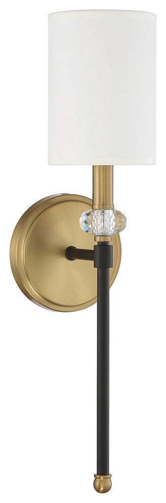 Tivoli 1-Light Wall Sconce, Matte Black With Warm Brass Accents