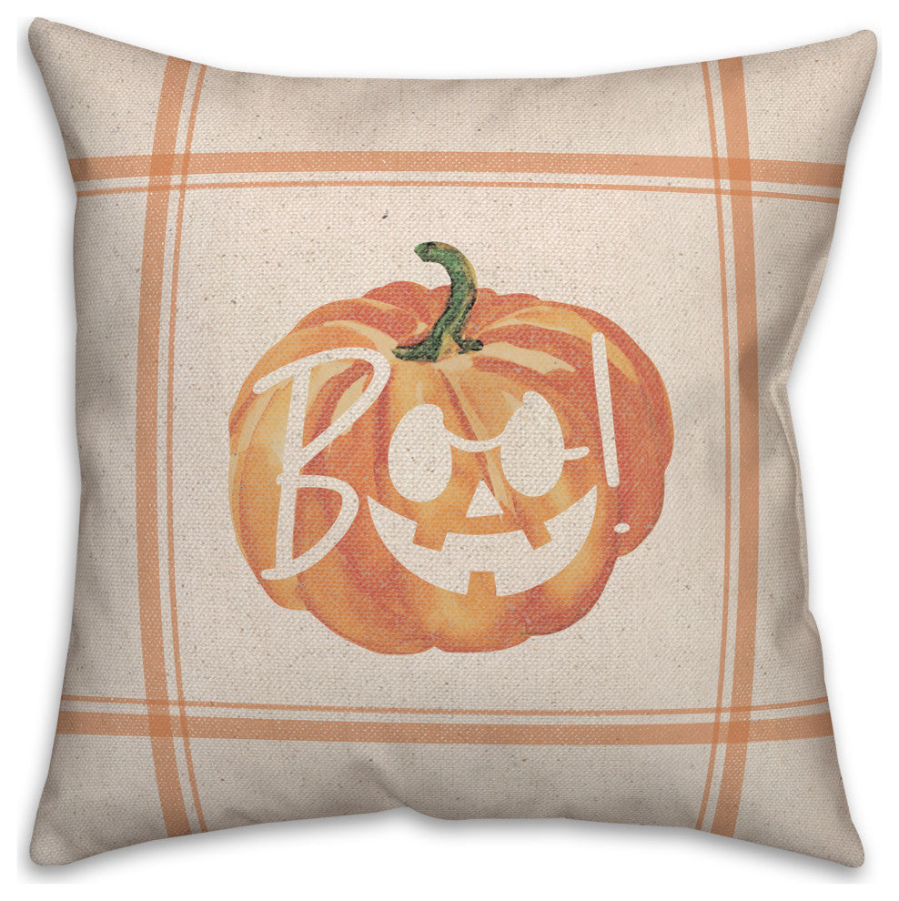Boo Jack-o'-lantern 18x18 Indoor/Outdoor Pillow