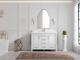 Aberdeen 48 Single Sink Bath Vanity in White 2" Empira Quartz