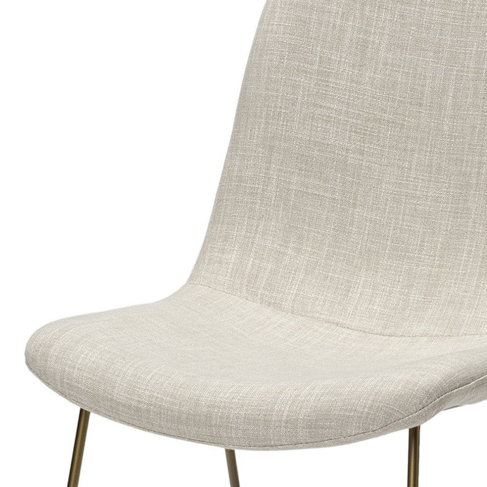 Cream And Gold Upholstered Fabric Side Chairs, Set of 2