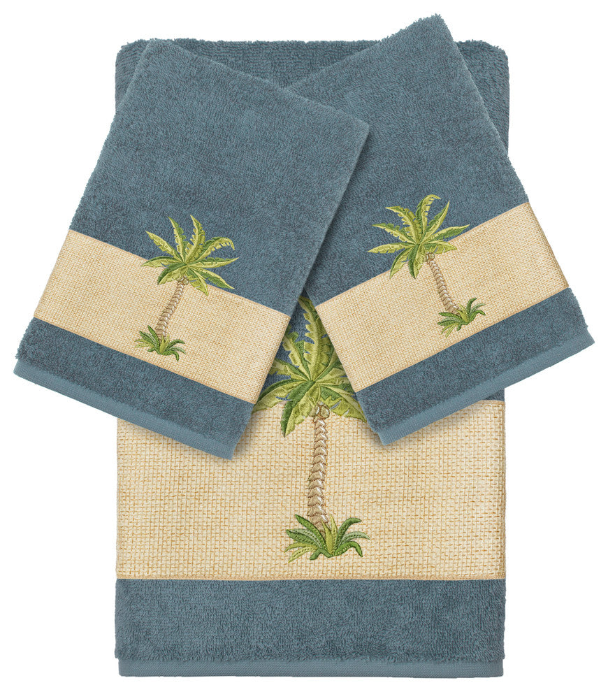 Colton 3-Piece Embellished Towel Set, Teal