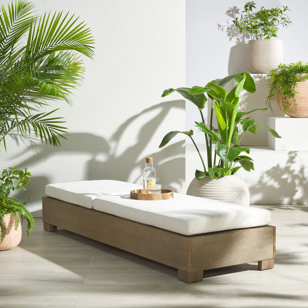 Safavieh Couture Indoor-Outdoor Blanquilla Chaise Lounge, Natural/Beige