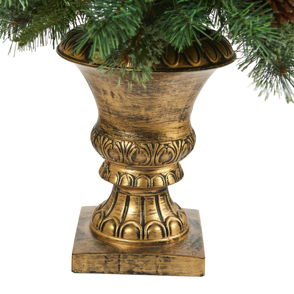 4' Pine, Pinecone and Berries Artificial Christmas Tree, Decorative Urn