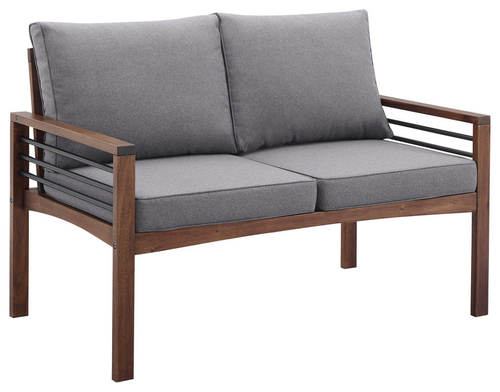 Pearson Modern Wood and Metal Outdoor Loveseat