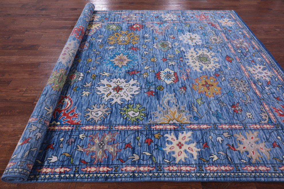 8' 11" X 12' 1" Hand-Knotted Turkish Oushak Wool Rug - Q14953