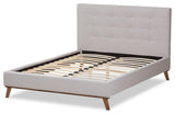 Valencia Mid-Century Modern Grayish Beige Fabric Full Size Platform Bed
