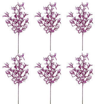 6 Pieces 32" Glitter Leaf Christmas Spray, Velvet