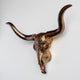 Faux Large Carved Texas Longhorn Wall Decor, Bronze