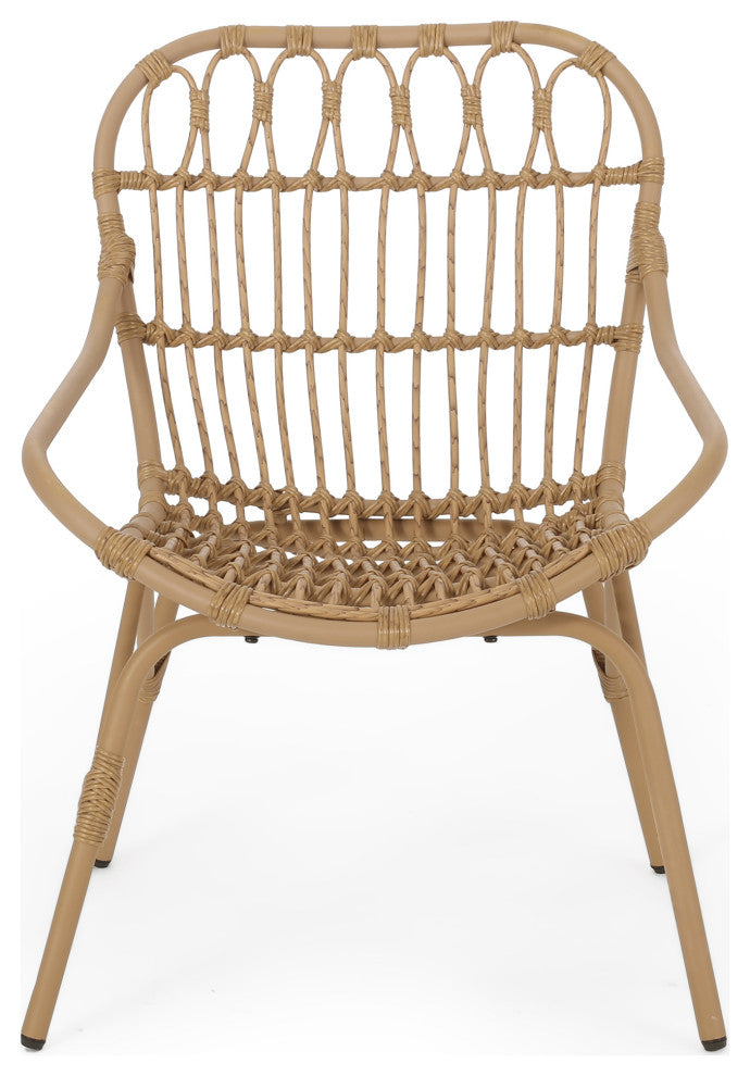 Barrister Outdoor Wicker 3-Piece Chat Set, Light Brown