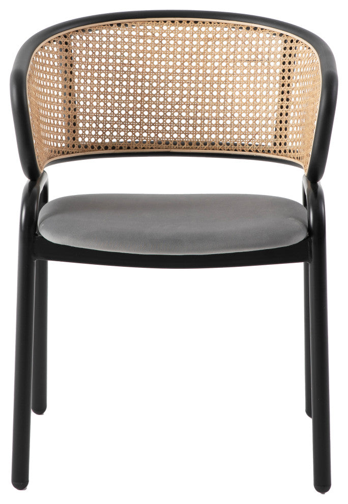 LeisureMod Ervilla Modern Dining Chair With Stainless Steel Legs, Grey