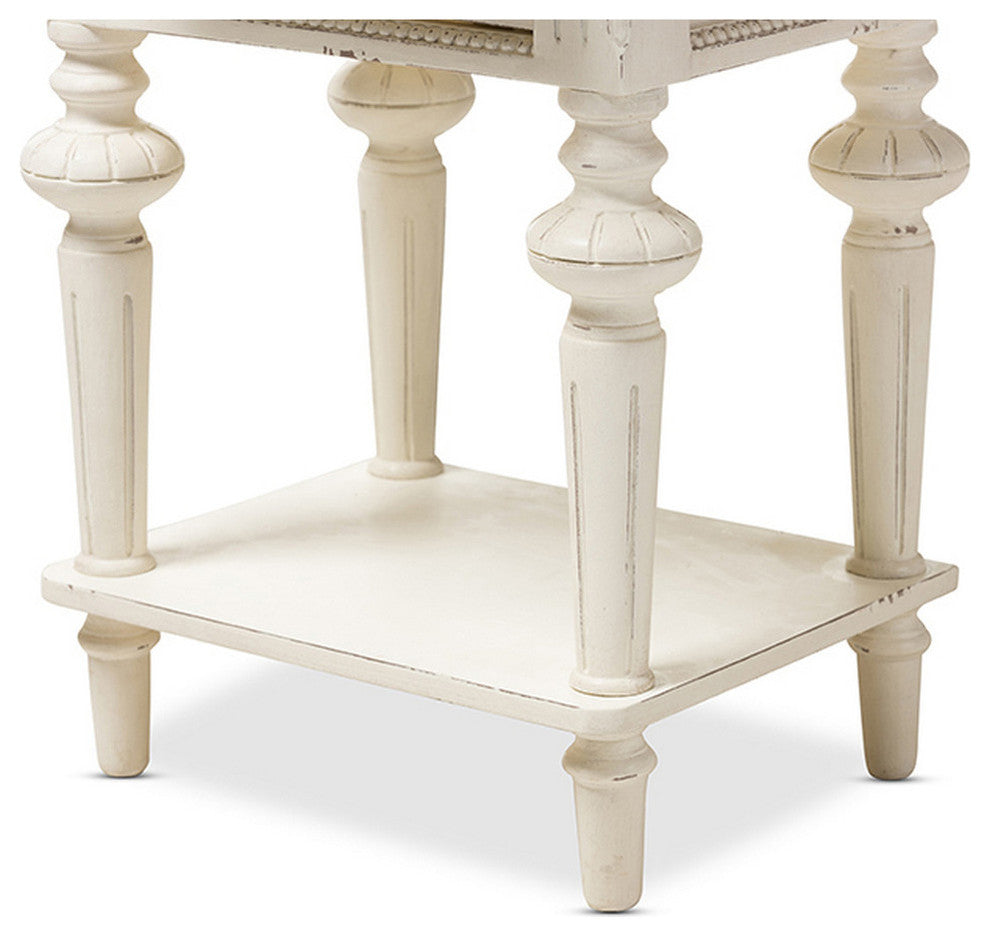 Urban Designs Weathered Oak White Wash Distressed Finish Two-Tone Nightstand