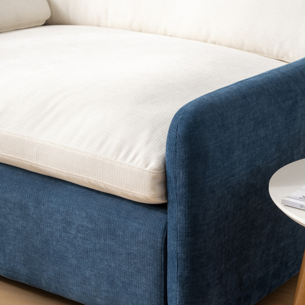 GDF Studio Oversized Chenille Upholstered Accent Armchair With Pillows, Blue