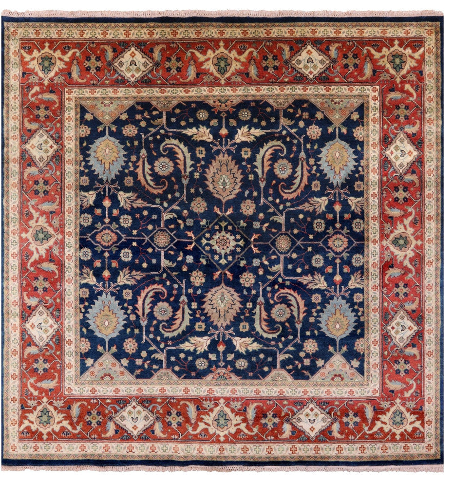 9' Square Heriz Serapi Hand Knotted Wool Rug - Q16014