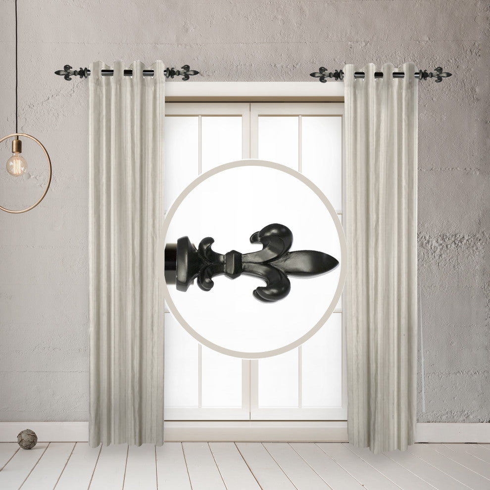 Silas 1" Diameter Side Curtain Rod 12-20", Set of 2, Black