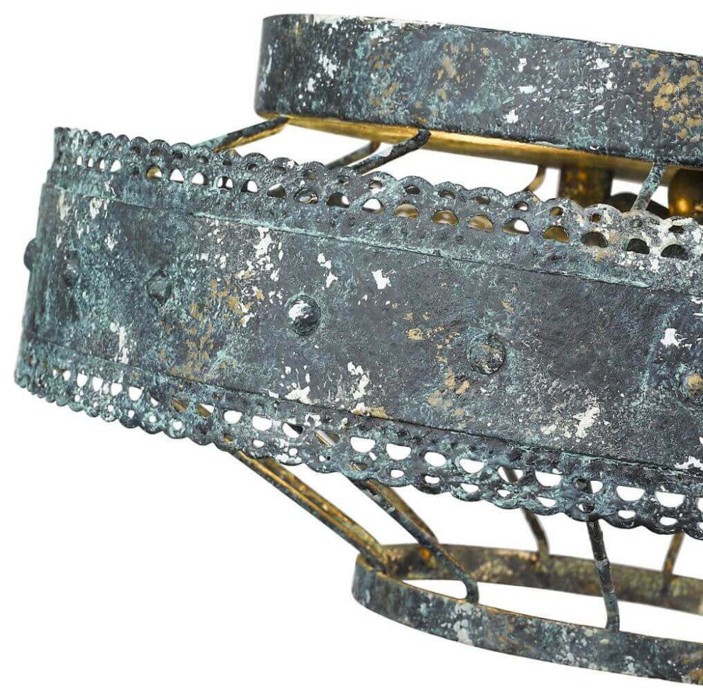 14 Inch Flush Mount, Blue Verde Patina