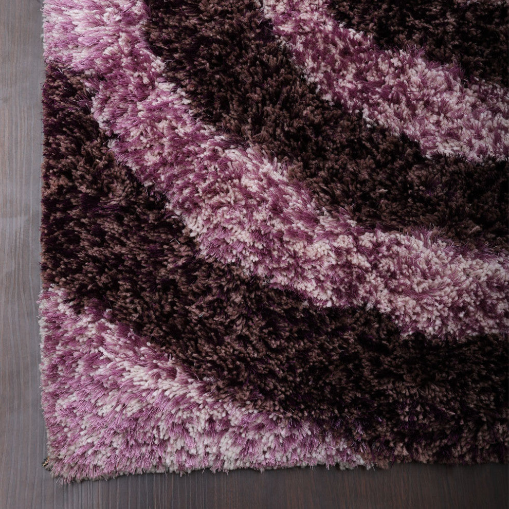 HAND TUFTED SHAG POLYESTER ECO-FRIENDLY AREA RUGS -  Purple Color, Floral Design