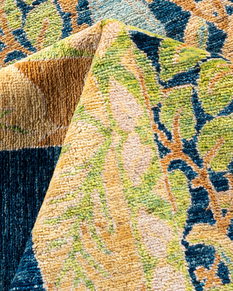 Arts and Crafts, One-of-a-Kind Handmade Area Rug Blue, 19'6"x11'6"