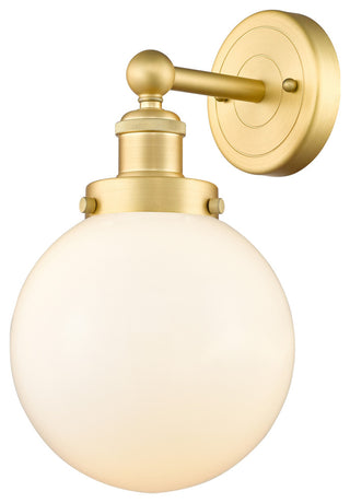 Large Beacon 1-Light 7" Sconce, Satin Gold Finish, Matte White Shade