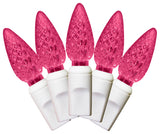 35 C6 Burgundy LED Lights 4" Spacing On White Wire