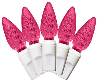 35 C6 Burgundy LED Lights 4" Spacing On White Wire