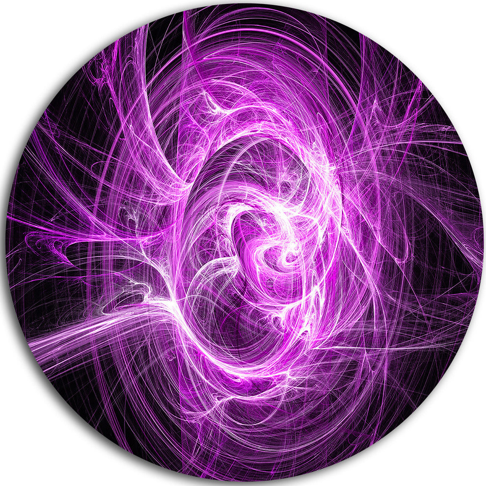 Wisps Of Smoke Purple In Black, Abstract Disc Metal Artwork, 23"