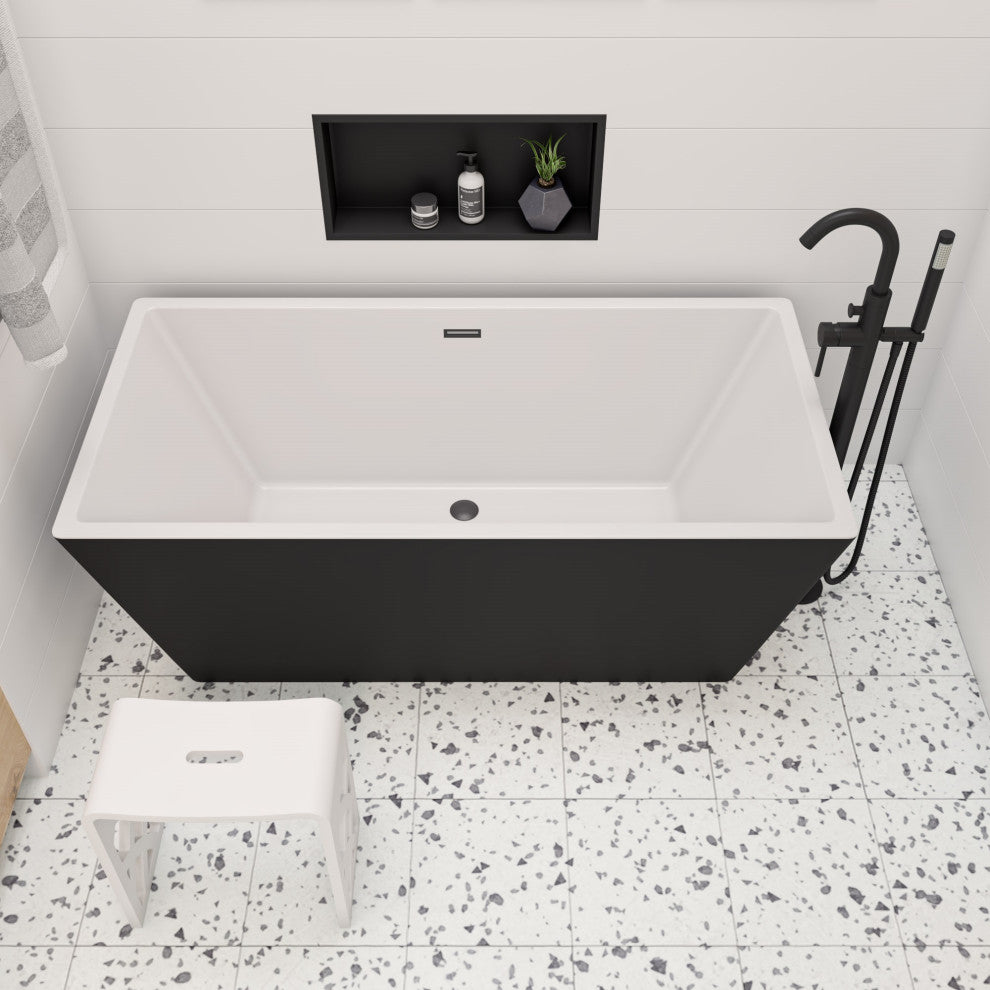 White Matte Solid Surface Resin Bathroom/Shower Stool, Designer