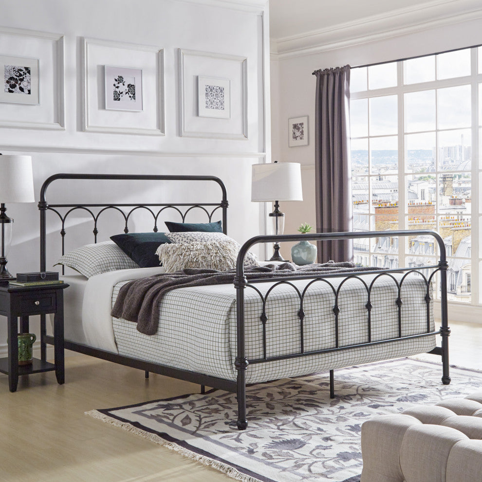 Maverick Rustic Metal Bed, Dark Bronze, Queen