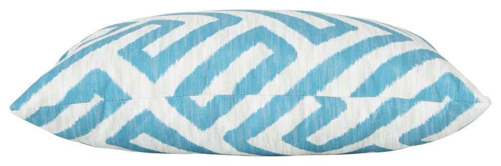 GDF Studio Manduka Outdoor Rectangular Pillow, Dark Teal/White Greek Key, Single